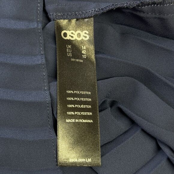 asos Women’s Off the Shoulder Pleated Top Sz 10 Blue Short Sleeve Flare Flowy - Picture 8 of 9